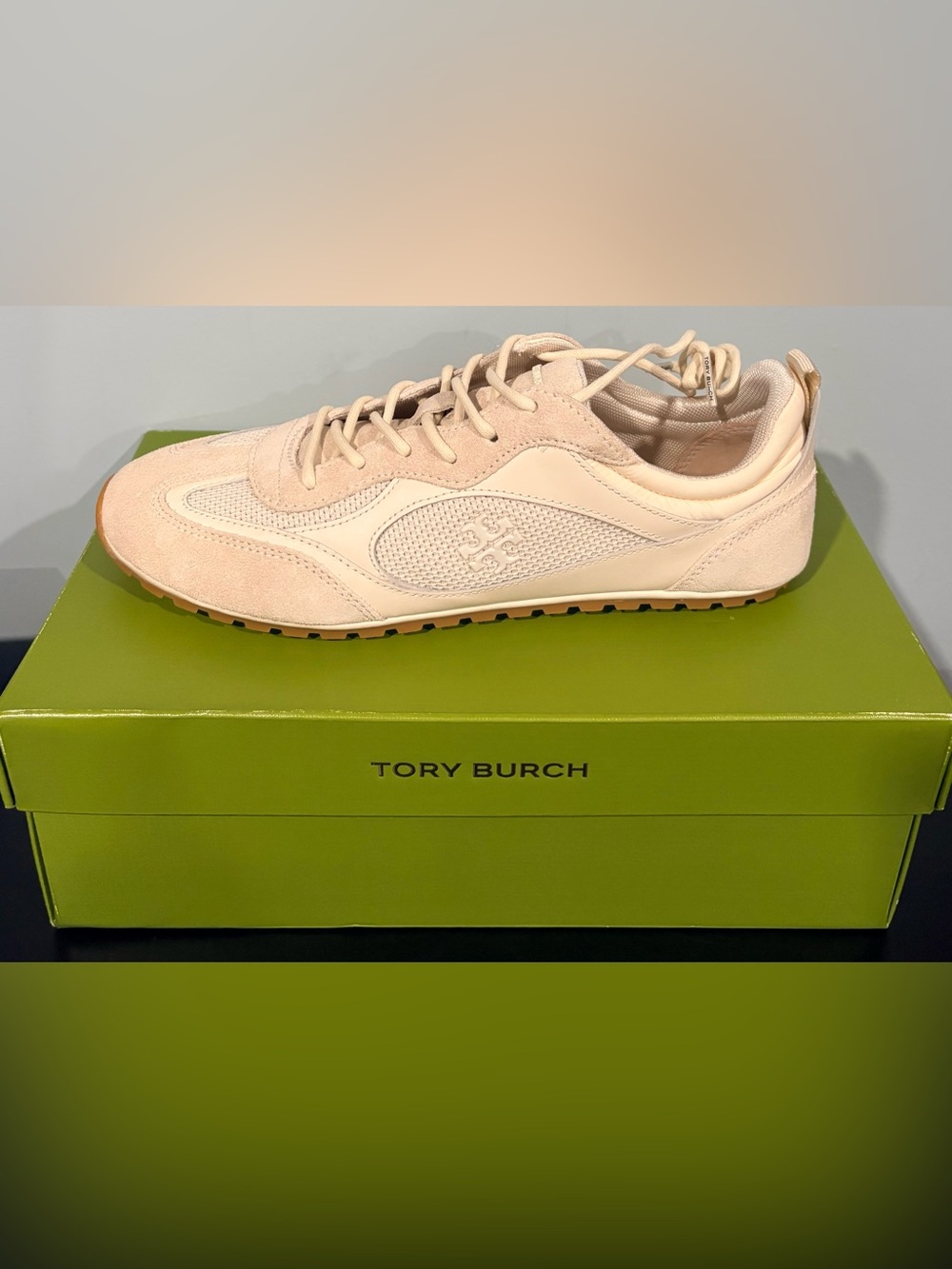 Tory Burch Field Sneakers Mesh Suede | color: light cream |  size: 7.5